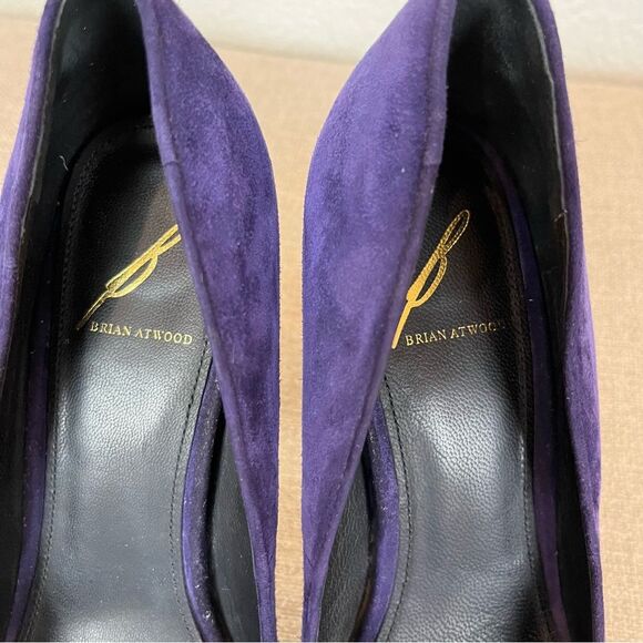 Brian Atwood Suede Peep Toe Platform Pumps in Royal Indigo size 7 1/2 - Picture 10 of 12